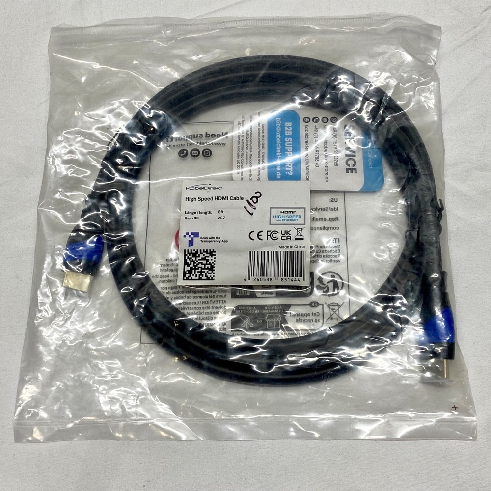 HDMI High Speed Cable 6ft with Ethernet Kabel Direkt Brand NIP